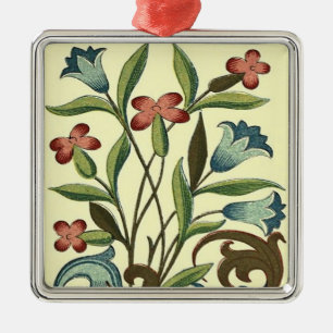 Ornement Carré Argenté Papier peint floral Art Nouveau Joli
