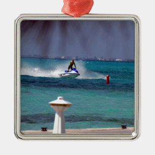 Ornement Carré Argenté Paradis du Jet Ski