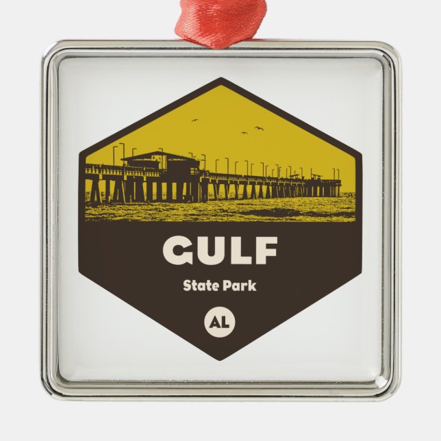 Ornement Carré Argenté Parc d'état du Golfe, Alabama (Devant)