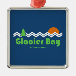 Ornement Carré Argenté Parc national de Glacier Bay Rétro