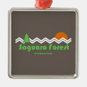 Ornement Carré Argenté Parc national de la Forêt de Saguaro Rétro
