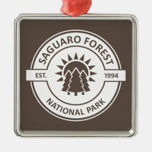 Ornement Carré Argenté Parc national de la forêt de Saguaro Sun Trees