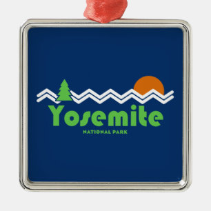 Ornement Carré Argenté Parc national de Yosemite Rétro
