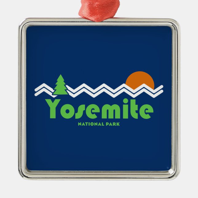 Ornement Carré Argenté Parc national de Yosemite Rétro (Devant)