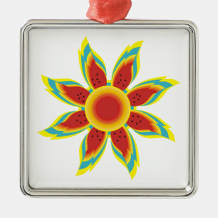 Ornement Carré Argenté Parfum de tournesol sauvage