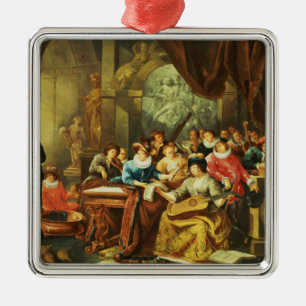 Ornement Carré Argenté Partie de musique dans un intérieur somptueux avec