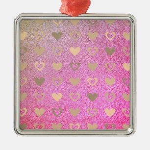 Ornement Carré Argenté parties scintillant / parties scintillant violette