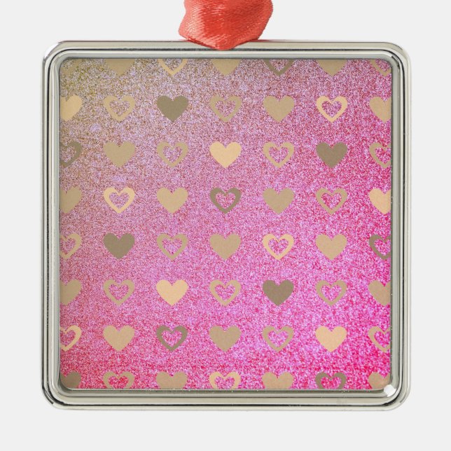 Ornement Carré Argenté parties scintillant / parties scintillant violette (Devant)