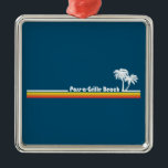 Ornement Carré Argenté Pass-a-Grille Beach Floride<br><div class="desc">La plage de Pass-a-Grille,  large bande de sable blanc le long de la côte du golfe de Floride,  est réputée pour son calme et sa détente.</div>