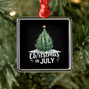 Ornement Carré Argenté Pastèque Arbre de Noël Noël en Juillet Été