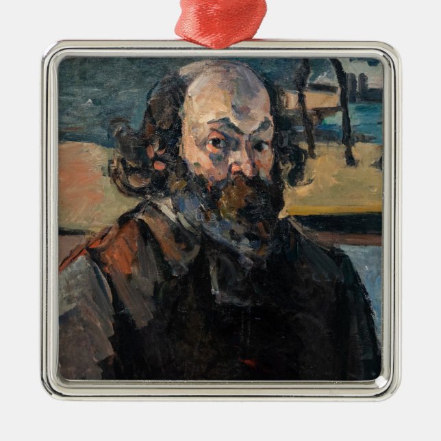 Ornement Carré Argenté Paul Cezanne - Autoportrait (Devant)