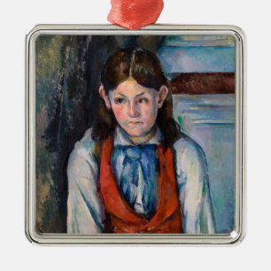 Ornement Carré Argenté Paul Cezanne - Garçon au gilet rouge