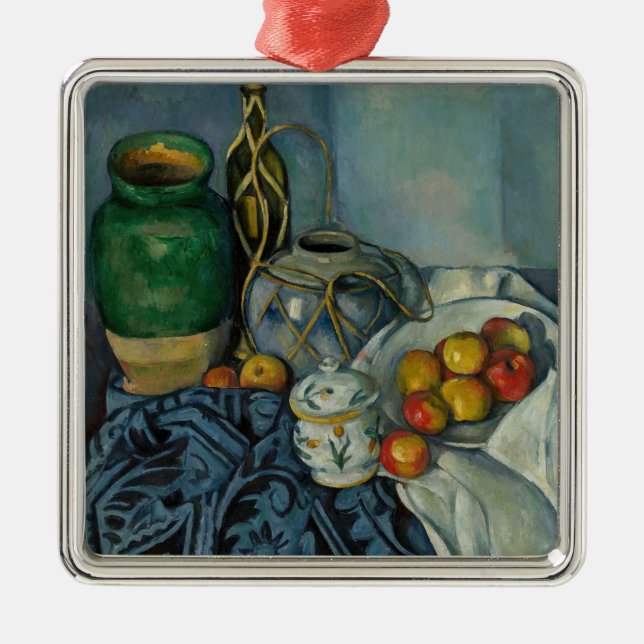 Ornement Carré Argenté Paul Cezanne - Vie morte avec pommes (Devant)
