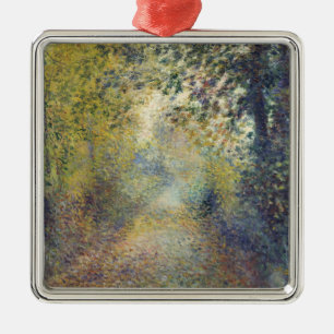 Ornement Carré Argenté Paysage dans les bois (par Pierre-Auguste Renoir)