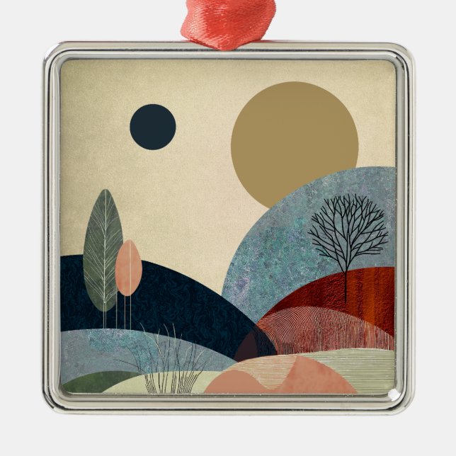 Ornement Carré Argenté Paysage de Imaginaire Hills (Devant)