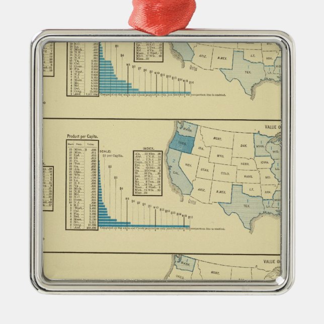 Ornement Carré Argenté Pêche (Devant)