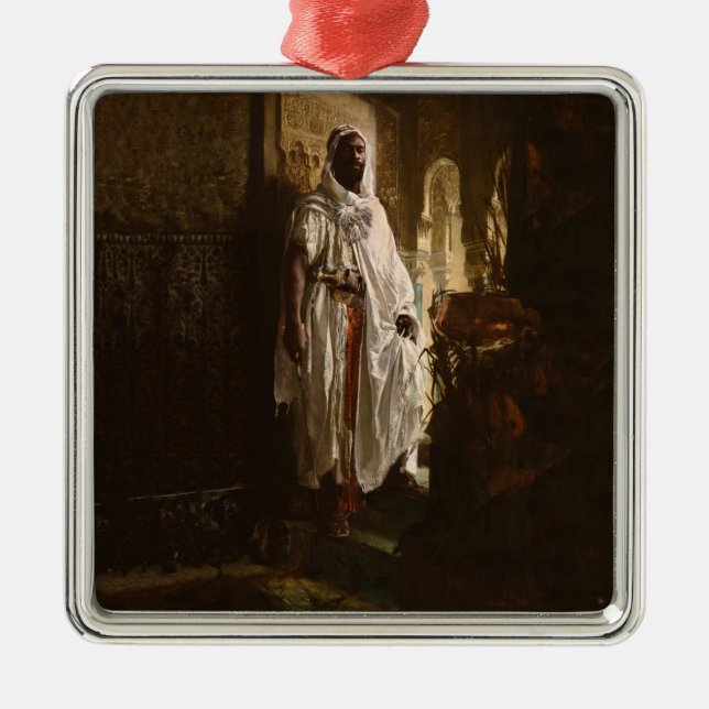 Ornement Carré Argenté Peinture en chef maure africaine Portrait (Devant)