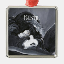Peinture personnalisée de Border Collie couché