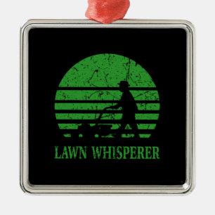 Ornement Carré Argenté Pelouse Mower Pelouse Whisperer Gardener Cadeau