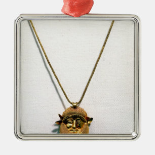 Ornement Carré Argenté Pendentif avec la tête du dieu Achelous de riviè