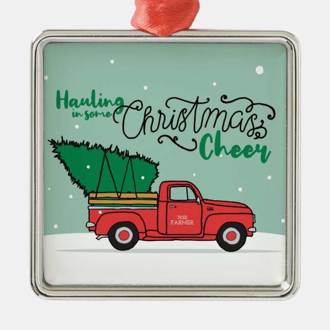 Ornement Carré Argenté Père Noël Country Christmas Art Overly Country Chr (Devant)