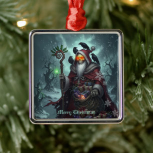 Ornement Carré Argenté Père Noël sombre des ombres – Squelette de Noël go