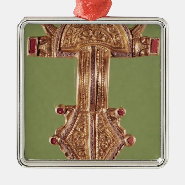 Ornement Carré Argenté Péroné avec des têtes des oiseaux (Devant)