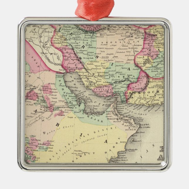 Ornement Carré Argenté Perse Arabie (Devant)