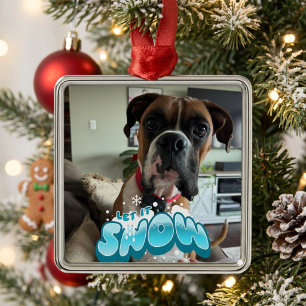 Ornement Carré Argenté PERSONNALISER LA PHOTO DE VOTRE ANIMAL DE NOËL Orn
