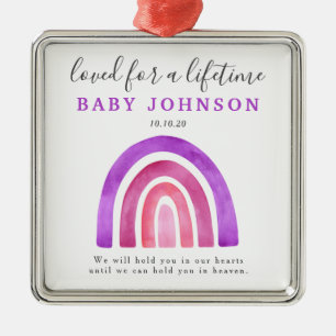 Ornement Carré Argenté Perte de bébé fausse couche Arc en ciel Souvenir