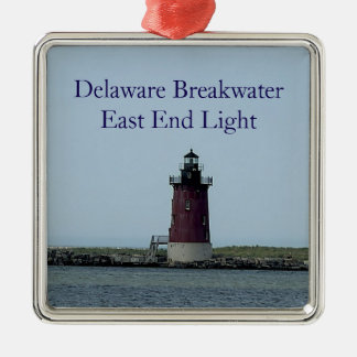 Ornement Carré Argenté Phare de l'extrémité est de la digue du Delaware
