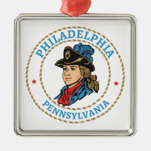Ornement Carré Argenté Philadelphie Pennsylvanie coloniale