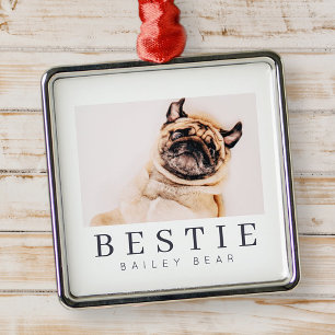 Ornement Carré Argenté Photo de Chic Pet Bestie BFF