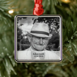 Ornement Carré Argenté Photo Memorial Keepsake Ornament