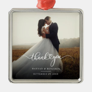 Ornement Carré Argenté Photo moderne Noël Merci de vacances