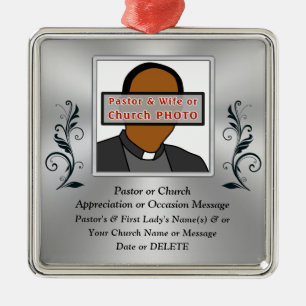 Ornement Carré Argenté Photo personnalisée, cadeau de Noël pour votre pas