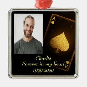 Ornement Carré Argenté Photo personnalisée Garde-mémoire pour toujours da