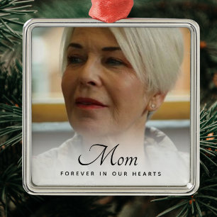 Ornement Carré Argenté Photo personnalisée Hommage commémoratif funéraire