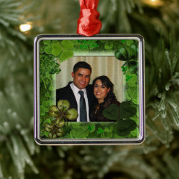 Ornement Carré Argenté Photo St. Patrick's Day Ornament