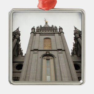 Ornement Carré Argenté Photographie du temple Mormon LDS de Salt Lake Cit