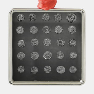 Ornement Carré Argenté Pièces de monnaie bizantines et romaines, 04-10è