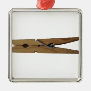 Ornement Carré Argenté Pince à linge