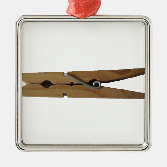 Ornement Carré Argenté Pince à linge (Devant)