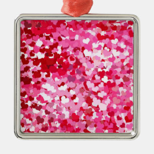 Ornement Carré Argenté Pink Confeti