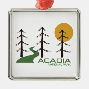 Ornement Carré Argenté Piste du parc national Acadia