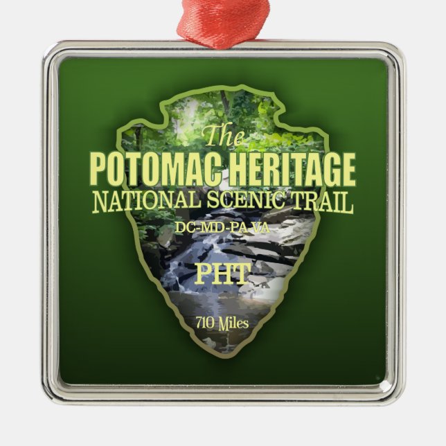 Ornement Carré Argenté Piste du patrimoine de Potomac (flèche) (Devant)