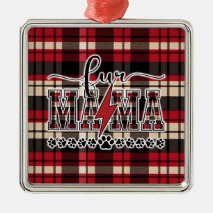 Ornement Carré Argenté Plaid pour Maman