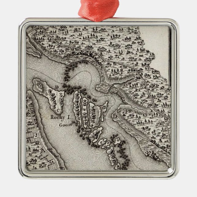 Ornement Carré Argenté Plan de la rapide ou des automnes de l'Ohio (Devant)