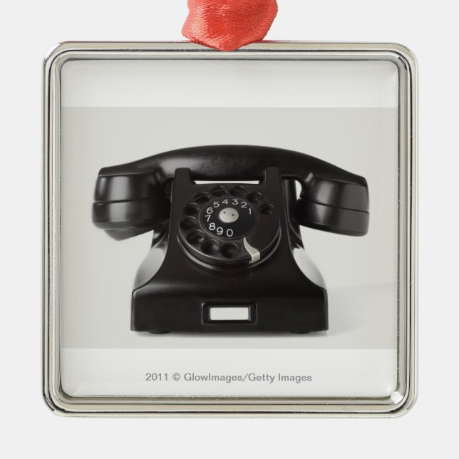 Ornement Carré Argenté Plan rapproché d'un téléphone rotatoire (Devant)