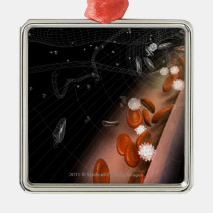 Ornement Carré Argenté Plaque dans les artères